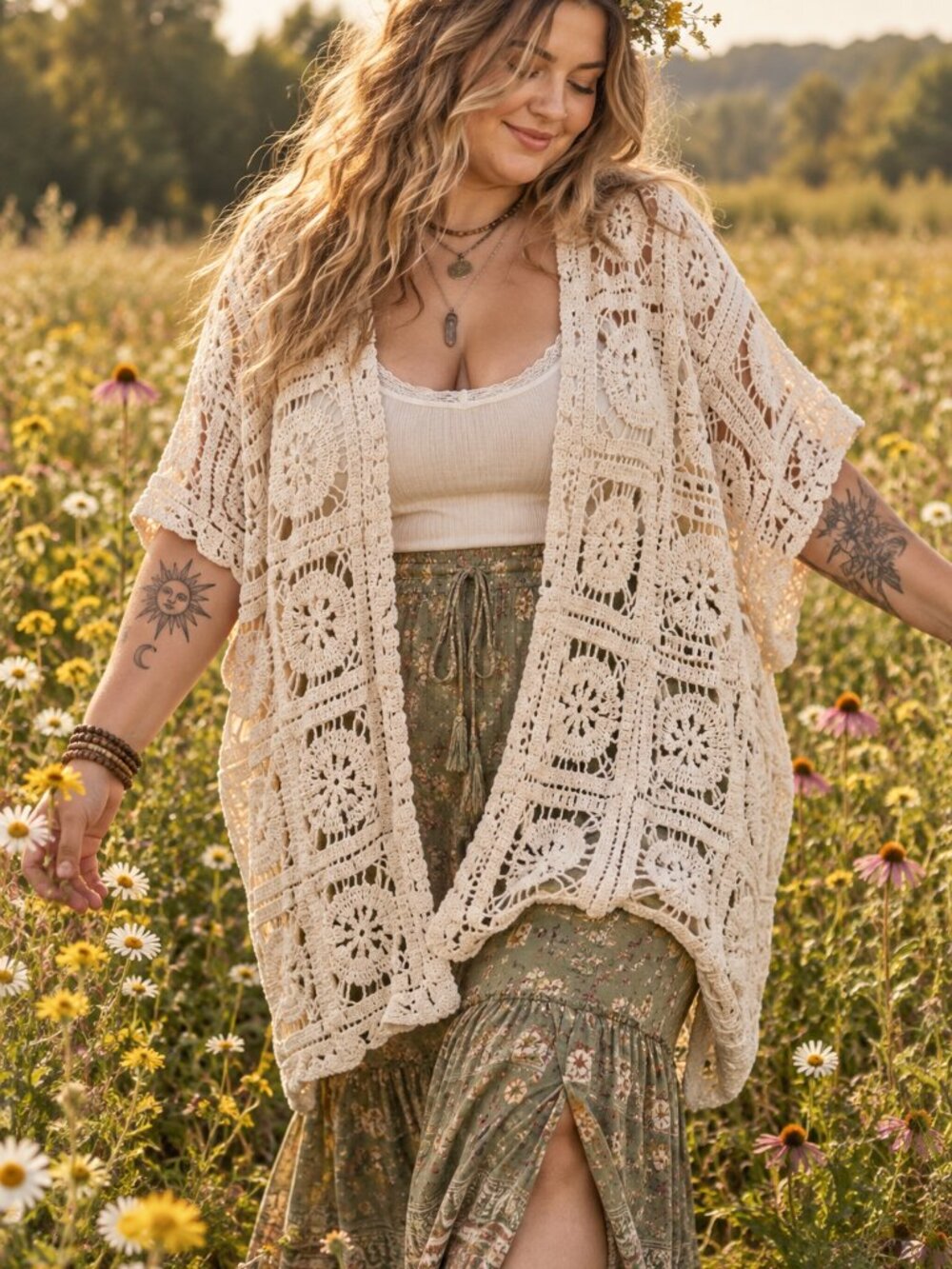 Torrid Cream Crochet Open Front Cardigan Cover Up Size 3